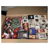 Box of Christmas Ornaments, New and Vntg