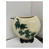 Vntg Royal Copley Footed English Ivy Leaf Vase