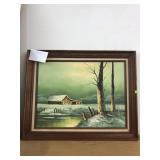 Winter Scene by Larlo Framed Picture Approx 29x23