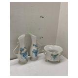Lefton china Bowl and Cruets, Chipped