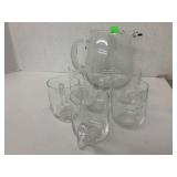 Glass Pitcher and 6 Cups