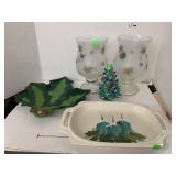 Christmas, Trays, Hurricane Vases, Ceramic Tree