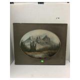 L Mlier? Mountain Painting on Canvas Approx 20x16