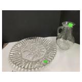 Ship Glass Pitcher and Fruit Tray