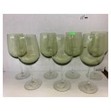 7 Vintage Green Wine Glasses