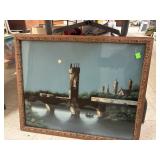 Reverse Painting on Glass - Bridge Over Water