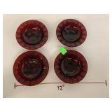 4 Vntg Anchor Hocking Ruby red Footed Ashtrays