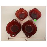 4 Vntg anchor hocking ruby red berry bowls