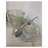 Glass Perfume Bottle, Pitcher, Dishes