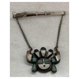 Zuni Inlay Tie Clip - Possibly Sterling but no