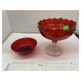 Red Bowl and Pedestal Dish