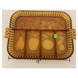 Vntg Indiana Glass Amber Divided Relish Tray