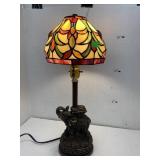Elephant Lamp w/ Stained Glass Shade