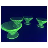 Uranium Vntg Dessert Dishes Anchor Hocking Optic