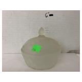 Vntg Powder Dish white satin