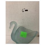 Glass Swan, Blue Frosted