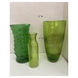 Vntg FTD Green Vase & 2 Green Vases