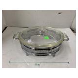 Pyrex Dish with Silver Plated Stand