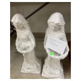 Pair Ceramic Yard Maidens