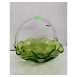 Vntg Viking Green Glass Basket