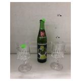 Notre Dame 7UP Bottle & 2cnt Crystal Wine Glasses