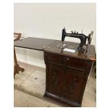 Antique Mahogany Sewing Cabinet & New Home Sewing