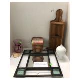 Mirror, Shelf, Martini Basket, Pilgrims Cranberry