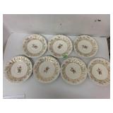 7 Vntg Porcelain Decorative Plates,  some Chips