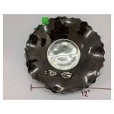 Glass Candy dish, Smoke grey Silvered