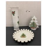 Lefton Napkin Holder & Vase, Spode Coaster