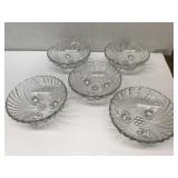 5 Art Deco anchor hocking footed bowls