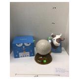 Cow Head Ceramic, Bronze Painted Golf Ball