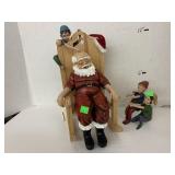 Rocking chair Santa with elves, music box works