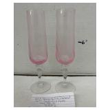 IKEA Hand Blown Glass Pink Flutes