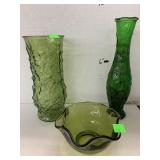 Vntg Green glass, E.O. Brody Co