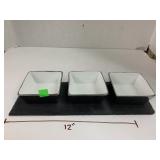 Slate Tray w 3 Serving Bowls