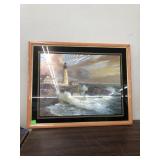 Framed Lighthouse Picture Approx 20x16