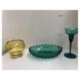 Indiana Colony Serving Bowl, Hand Blown Goblet,