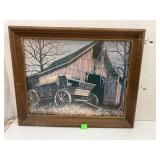 Framed Hay Wagon and Barn Print