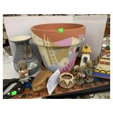 Native American Bears, Painted Pot, Wooden Decor,