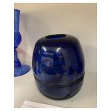 Hand blown Blue Barrel Vase