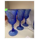 3cnt Blue Avon Goblets