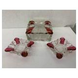 Westmoreland cigarette box w lid, 2 Ashtrays