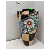 Floral and Checkered Vase