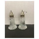 Vntg Leonard Crystal Salt/Pepper Shakers