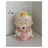 Vntg Ceramic Surprised Baby Coin Bank