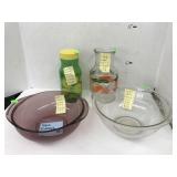 Glass Bowls, Carafe, Decanter, Pyrex and Anchor