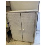 Wicker cabinet, approx 24 T x 19.5 W x 11 D