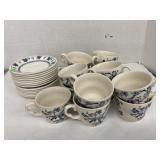 J & G Meakin Blue Nordic Cups (13) & Saucers (14)