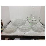 Pressed and Cut Glass Bowls and Deviled Egg Plate